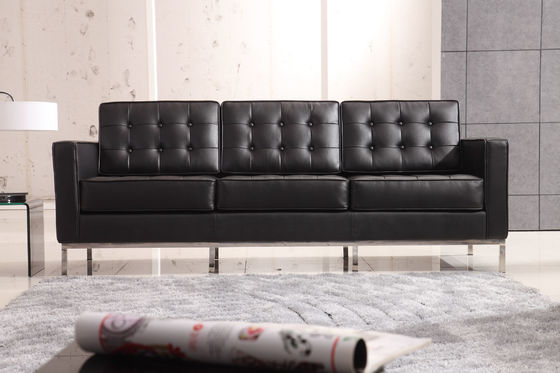 Wohnzimmer-klassischer zeitgenössischer Sofa-Schwarz-Leder-Florenz-Hügel-entspannte Art