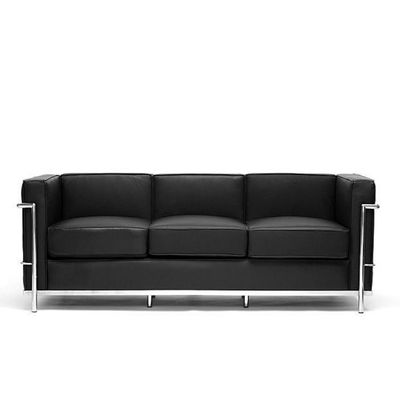 Kleiner vorbildlicher lederner klassischer zeitgenössischer Edelstahl-Rahmen des Sofa-LC2 für Hotel
