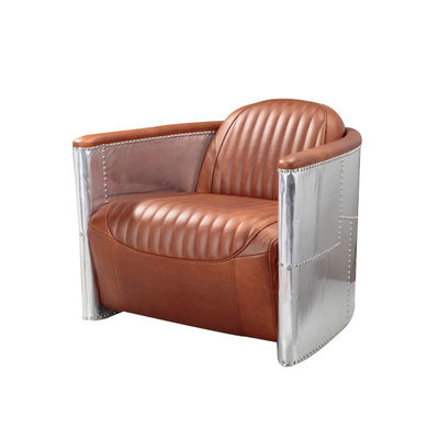 Modernes Hauptmöbel-Flieger-Sofa-Stuhl-Brown-Leder-Farbaluminium-Blatt